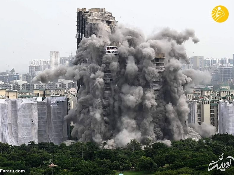 (ویدئو) کمتر از ۱۰ ثانیه؛ تخریب دو آسمانخراش غیرقانونی با مواد منفجره